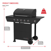5 Burner Propane Gas Grill with Side Burner in Black