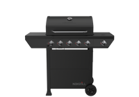 5 Burner Propane Gas Grill with Side Burner in Black