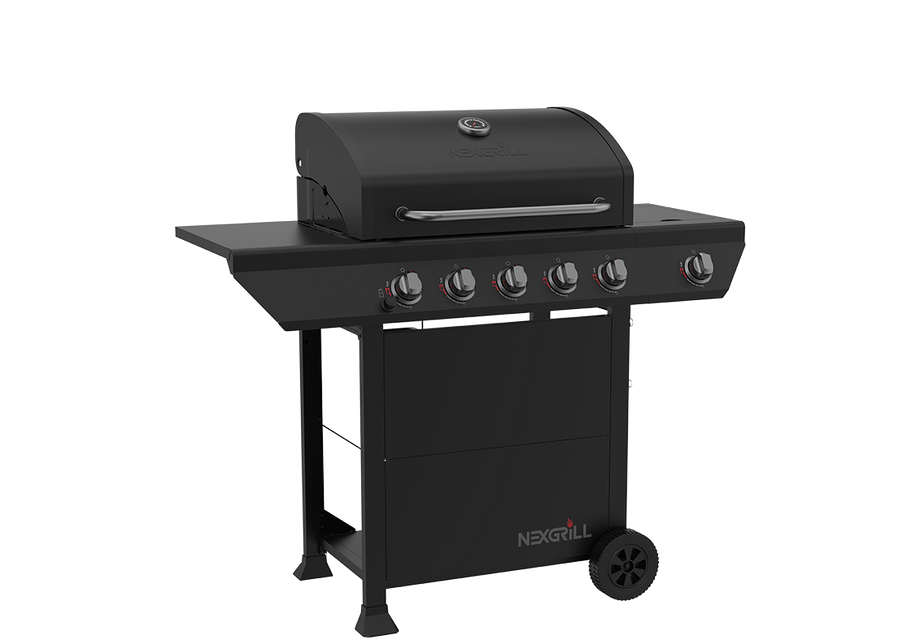 5 Burner Propane Gas Grill with Side Burner in Black