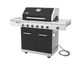 Deluxe 6-Burner Natural Gas Grill in Black with Ceramic Searing Side Burner