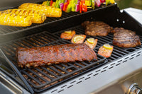Deluxe 4-Burner Natural Gas Grill in Black with Ceramic Searing Side Burner