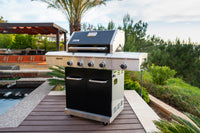 Deluxe 4-Burner Natural Gas Grill in Black with Ceramic Searing Side Burner