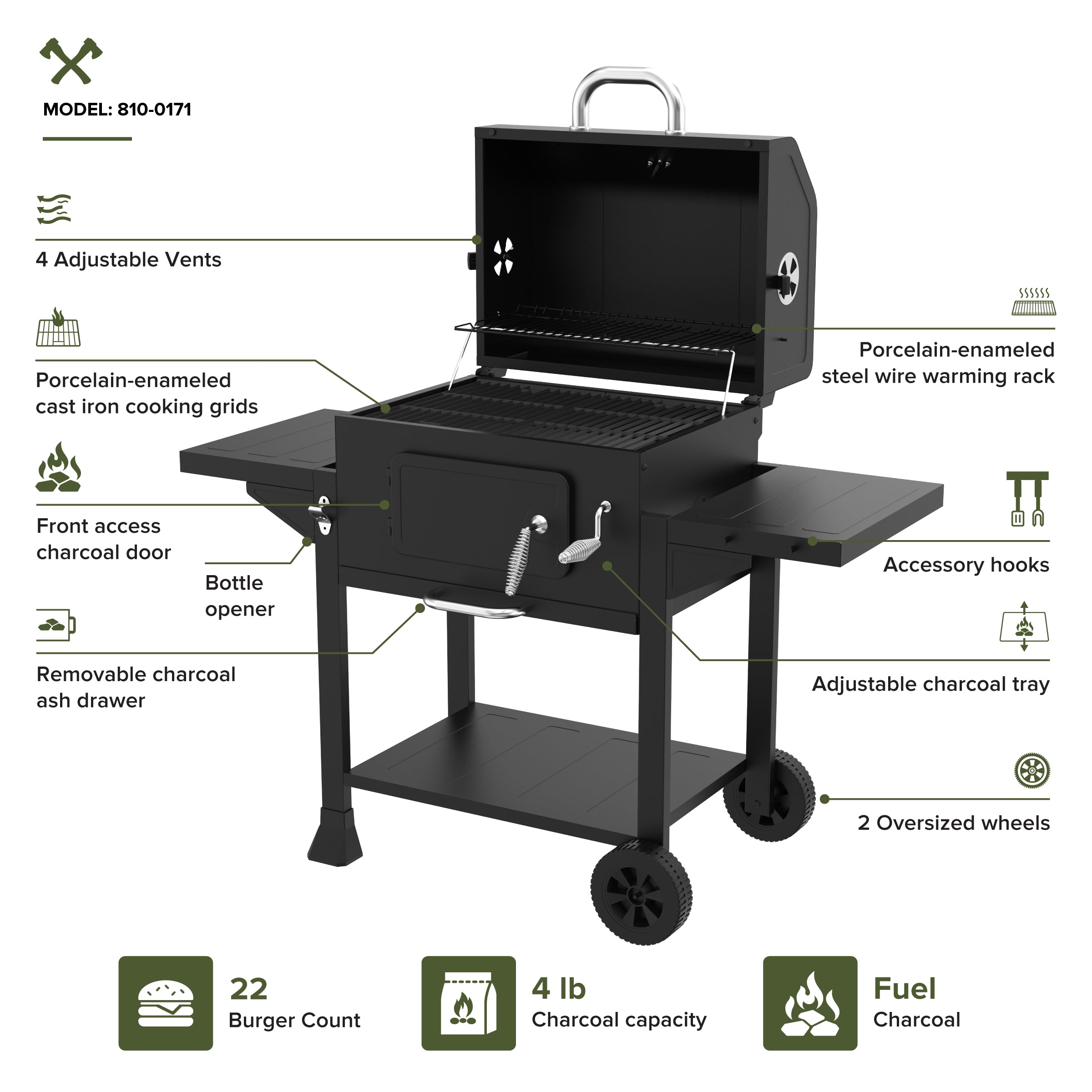 Oakford Homestead 24 Heavy Duty Charcoal Grill in Black | Nexgrill Oakford Homestead 24 Heavy Duty Charcoal Grill in Black | Nexgrill