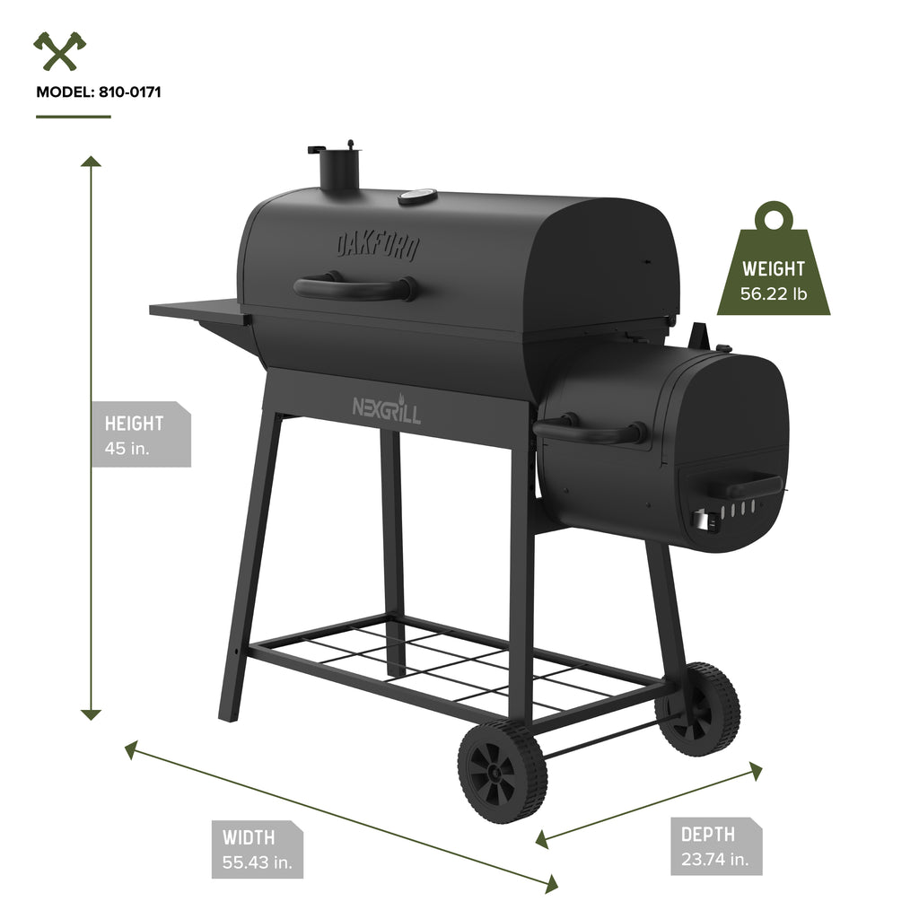 Oakford Outpost 29 Offset Smoker Charcoal Grill | Nexgrill
