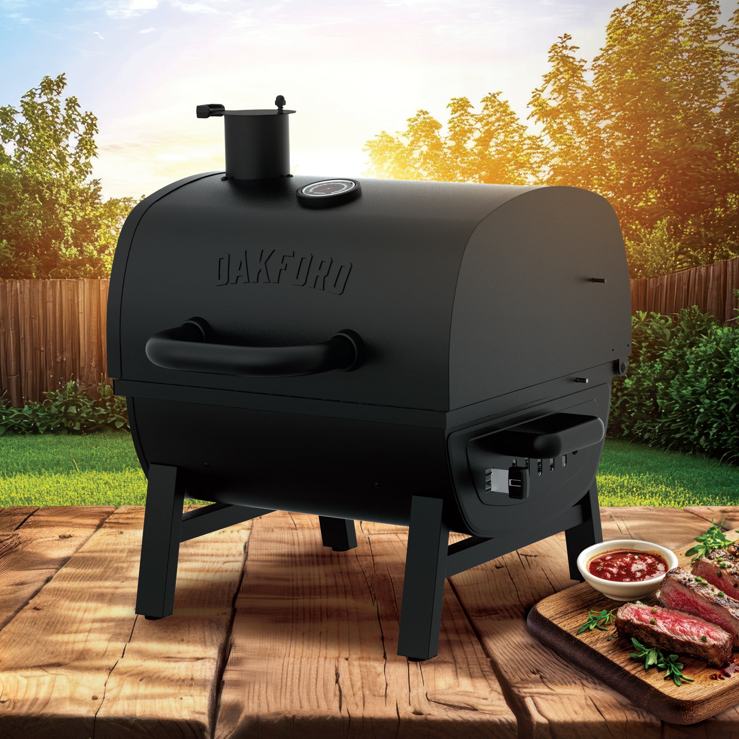 Oakford Outpost 18 Portable Charcoal Tabletop Grill in Black