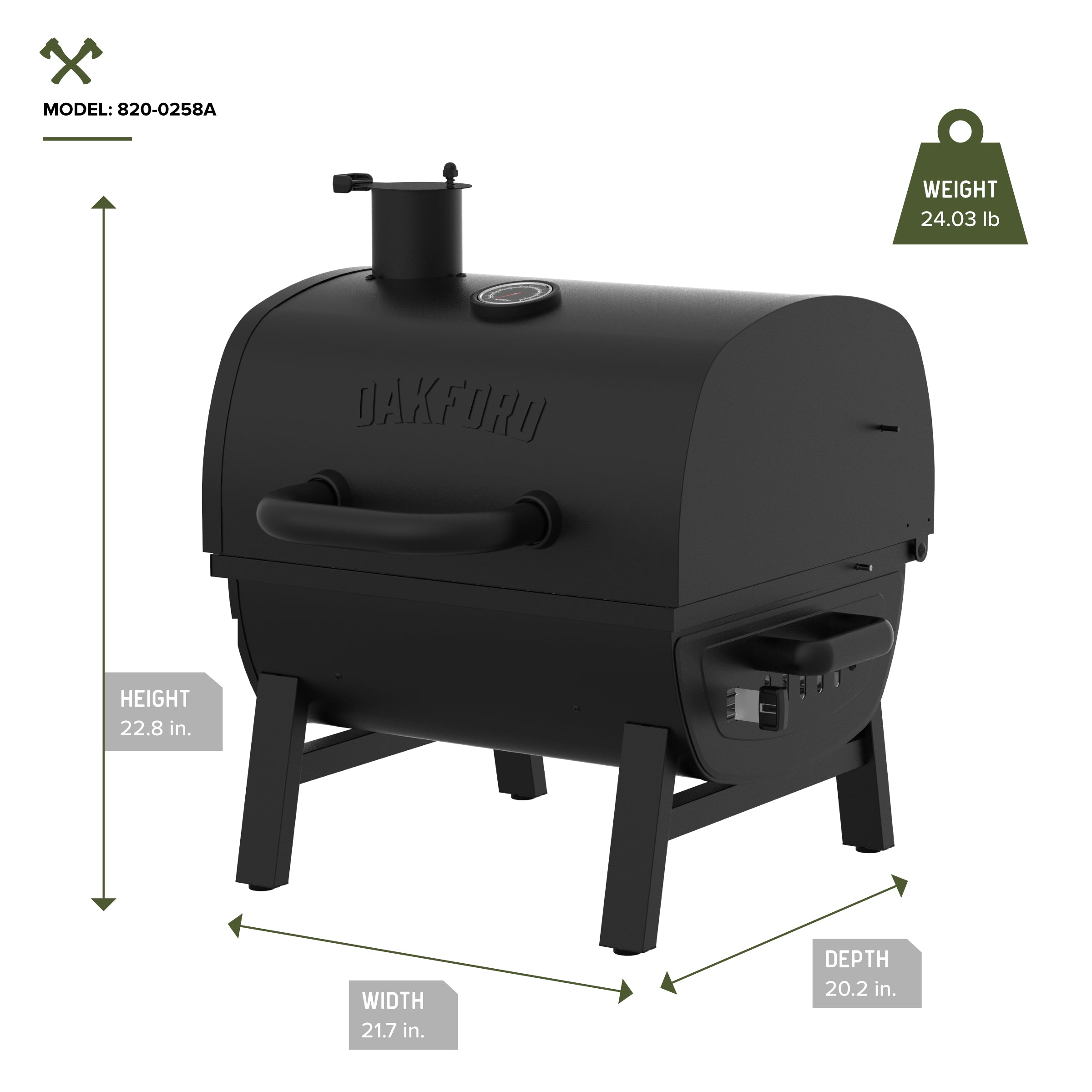 Oakford Outpost 18 Portable Charcoal Tabletop Grill in Black