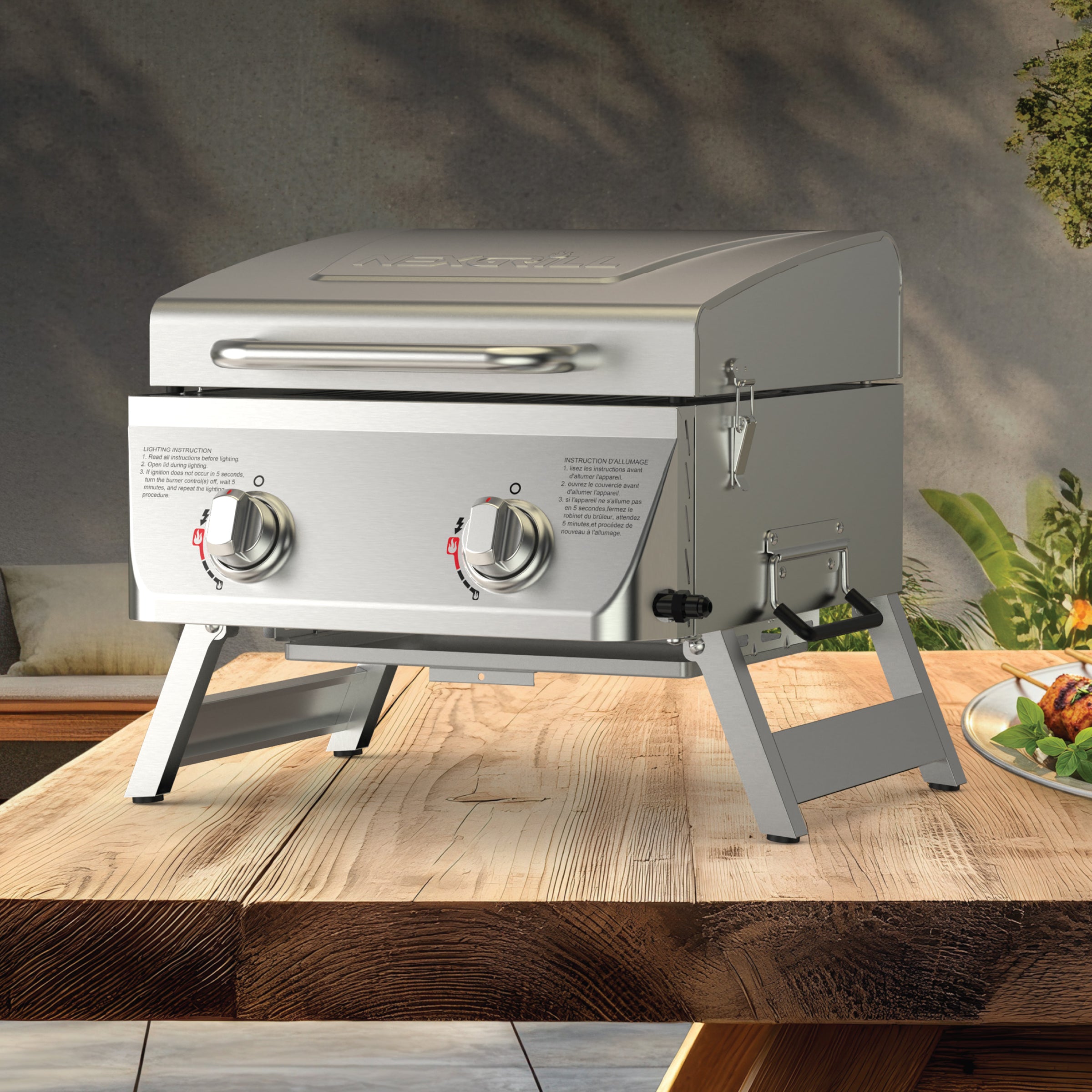 Nexgrill 2-Burner Portable Propane Gas Table Top Grill in Stainless St