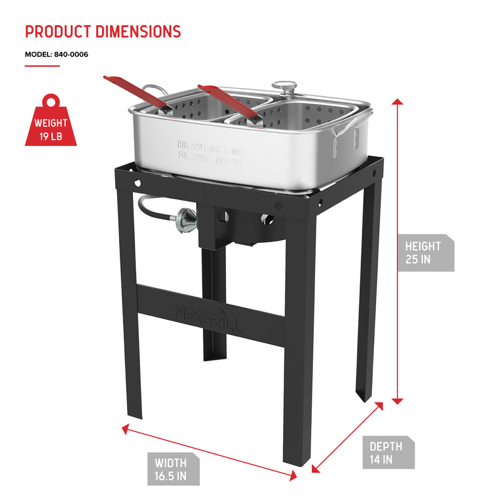 18 Qt Fish and Wing Fryer Aluminum Outdoor Propane Deep Fryer Kit with 2 Baskets 18 Qt Fish and Wing Fryer Aluminum Outdoor Propane Deep Fryer Kit with 2 Baskets