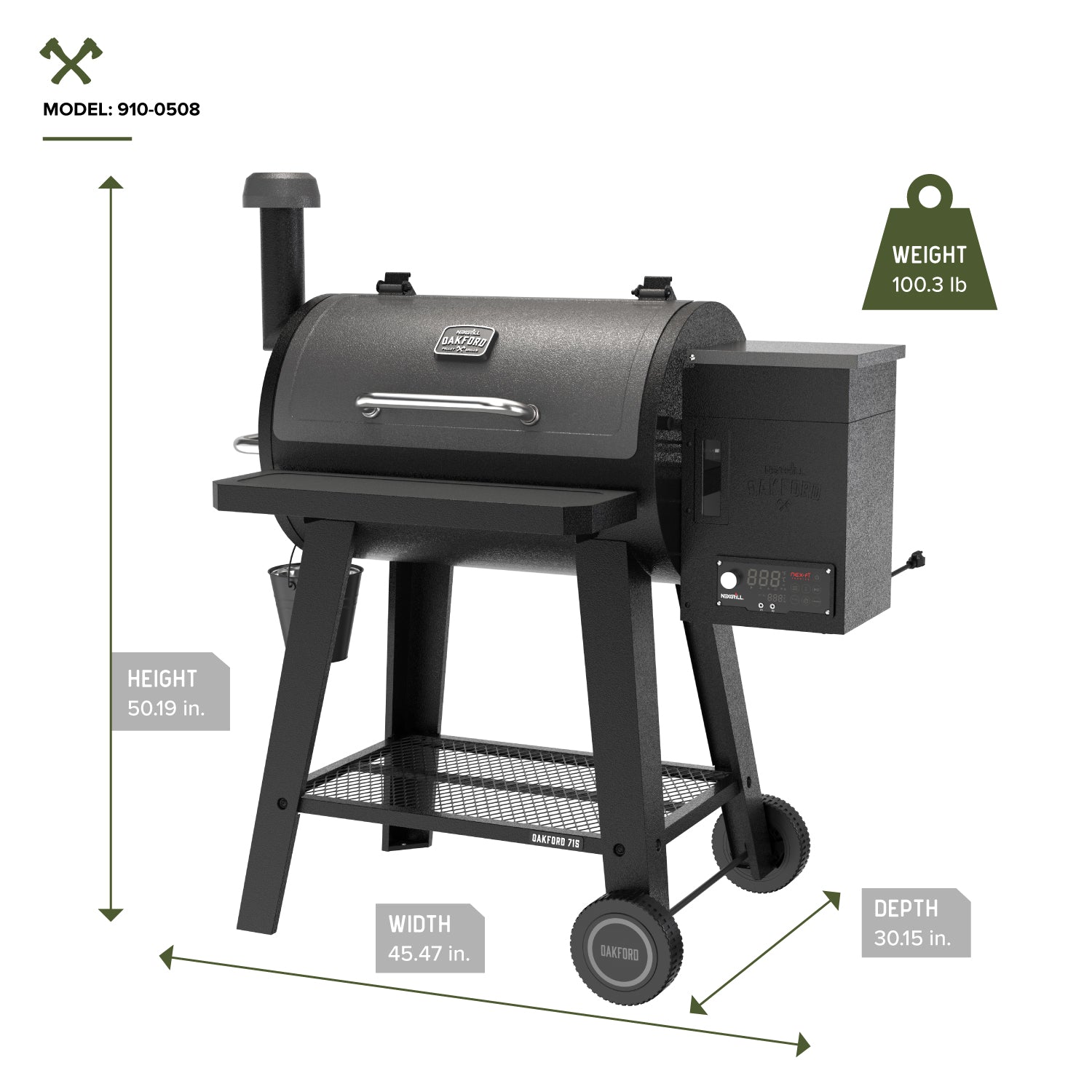 Oakford™ 715 Pellet Smoker Grill | Nexgrill