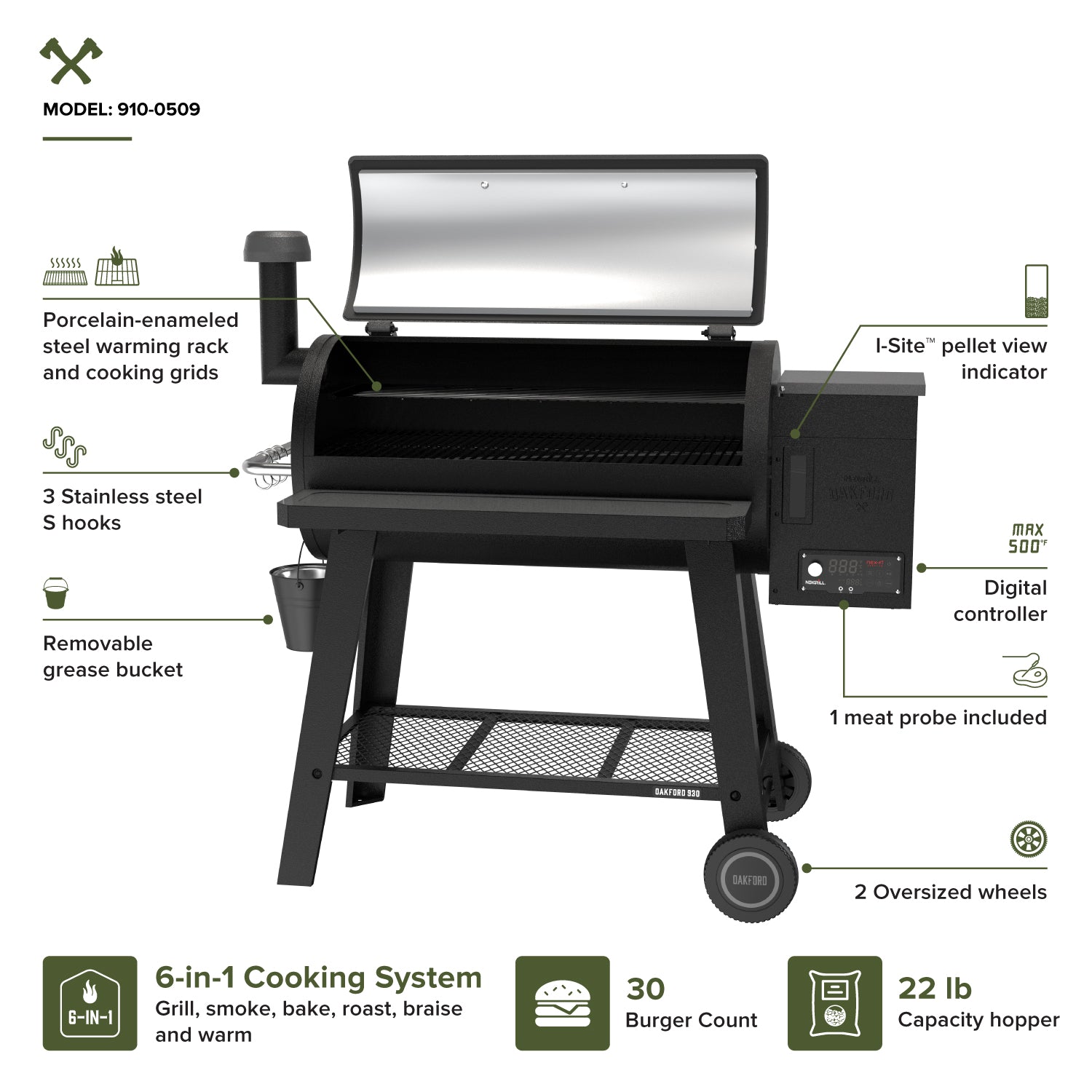 Oakford™ 930 Pellet Smoker Grill | Nexgrill