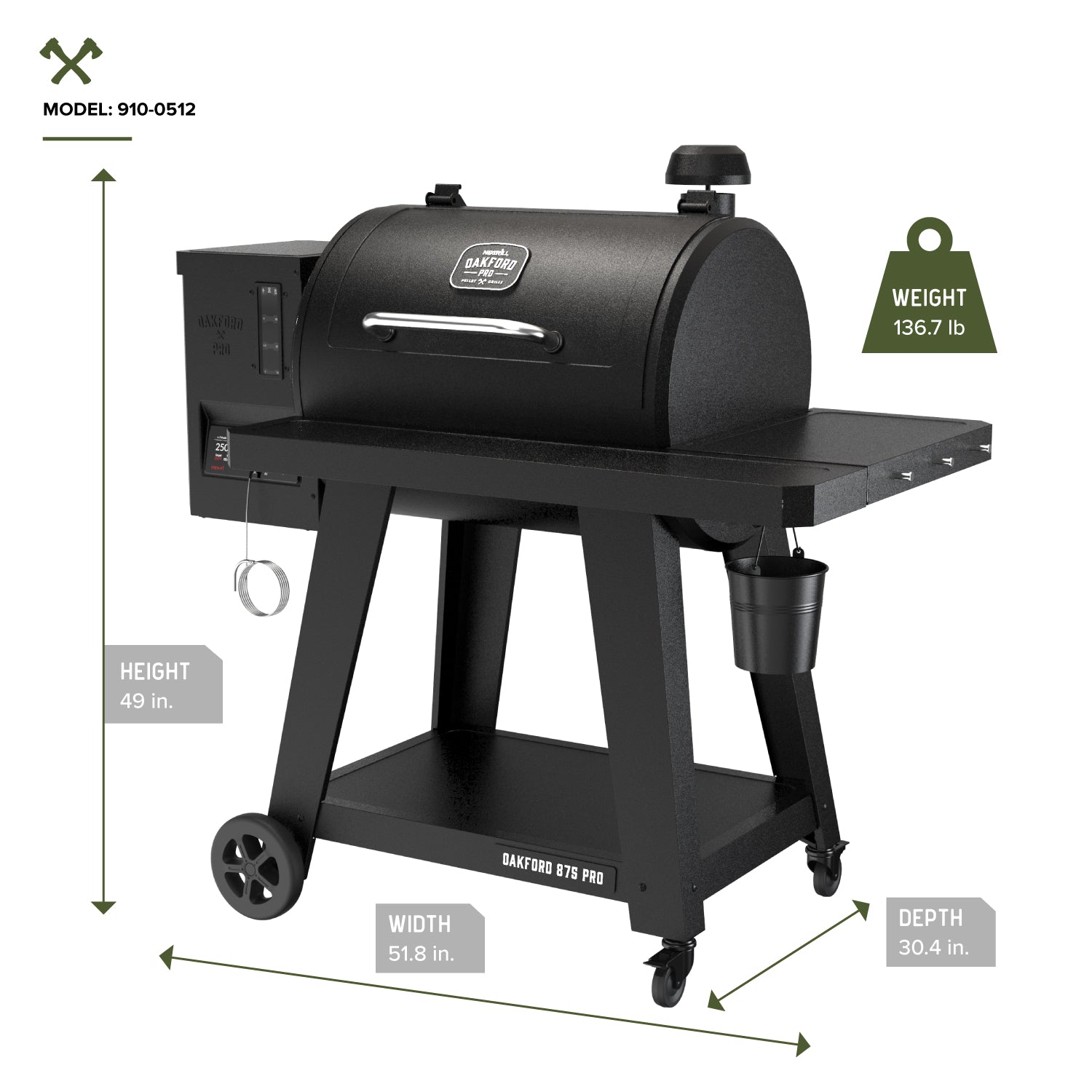 Oakford™ 875 Pro Pellet Smoker Grill with Cover | Nexgrill