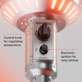 Sundara 48,000 BTU Stainless Steel Propane Standing Patio Heater with Wheels