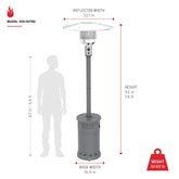 Sundara 48,000 BTU Matte Gray Propane Standing Patio Heater with Wheels