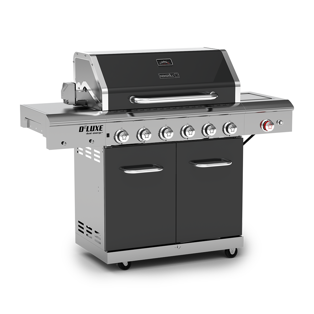Deluxe 6-Burner Propane Gas Grill with Ceramic Searing Side Burner & Rotisserie Kit