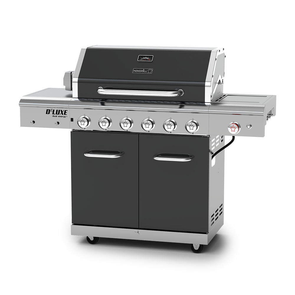 Deluxe 6-Burner Propane Gas Grill with Ceramic Searing Side Burner & Rotisserie Kit