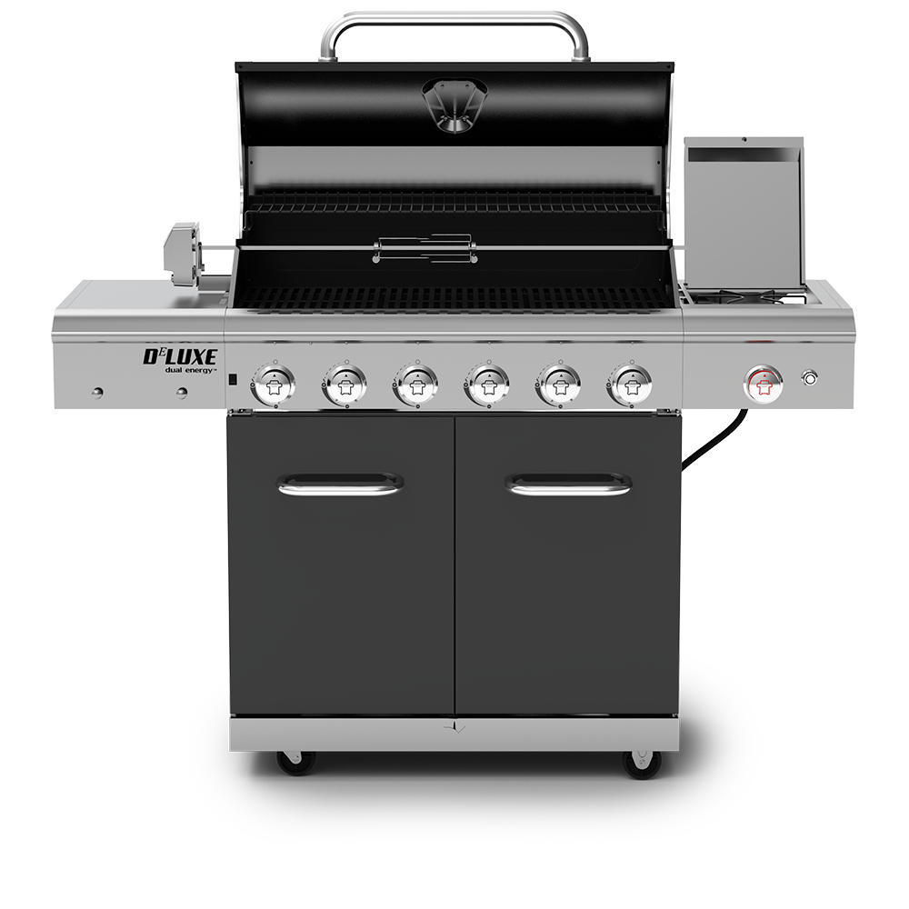 Deluxe 6-Burner Propane Gas Grill with Ceramic Searing Side Burner & Rotisserie Kit