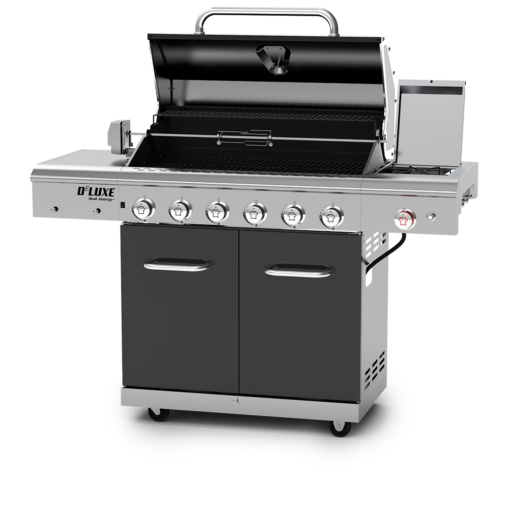 Deluxe 6-Burner Propane Gas Grill with Ceramic Searing Side Burner & Rotisserie Kit