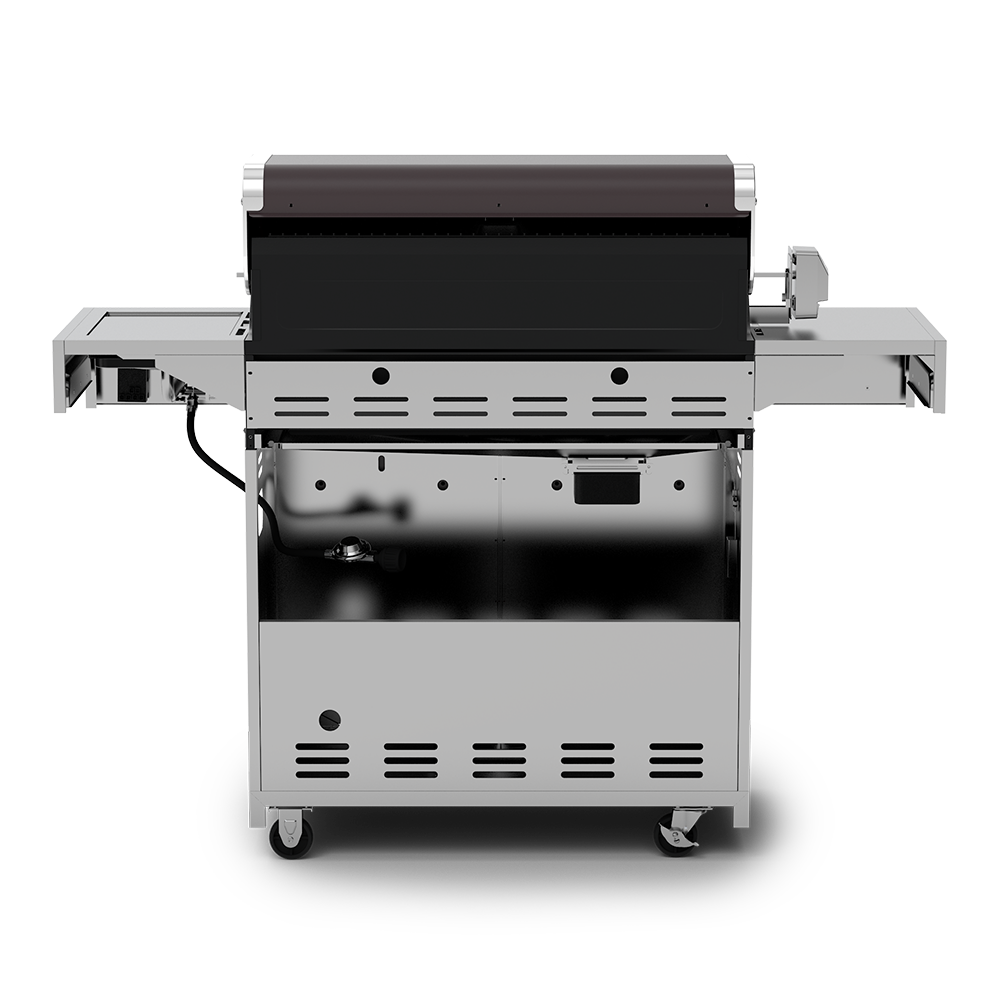 Nexgrill Deluxe 6-Burner Propane Gas Grill in Mocha with Ceramic Searing Side Burner and Rotisserie Kit - Thumbnail 4