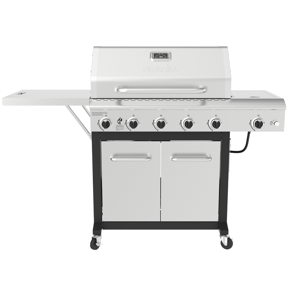 5 Burner Gas Grill w Side Burner Foldable Side Shelf
