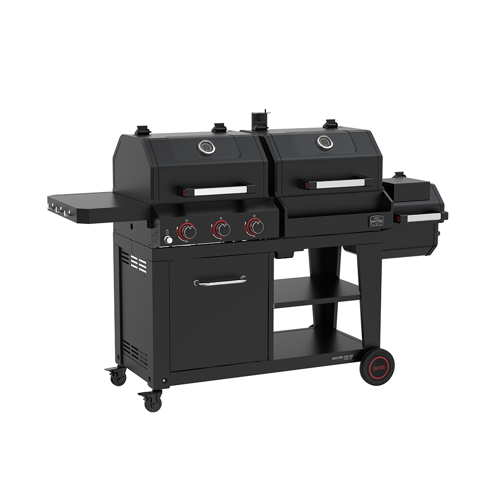Oakford 1150 Pro Offset Smoker and 3-Burner Propane Gas Grill
